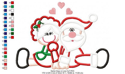 Santa Claus and Mrs. Claus in Love - Applique