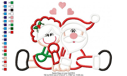 Santa Claus and Mrs. Claus in Love - Applique