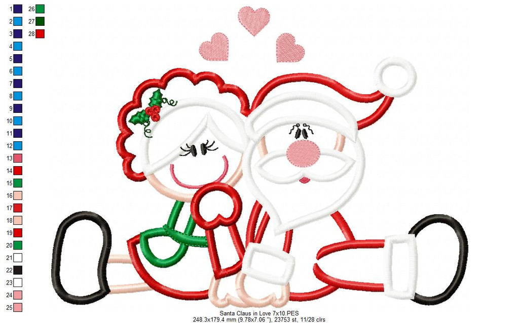 Santa Claus and Mrs. Claus in Love - Applique