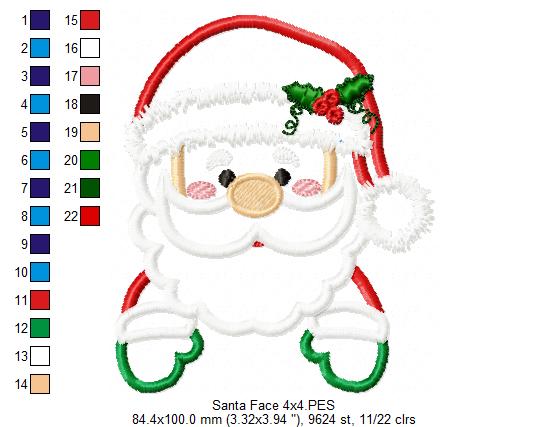 Santa Claus Face and Hiding His Eyes - Applique - Set of 2 designs