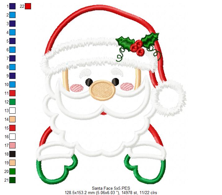 Santa Claus Face and Hiding His Eyes - Applique - Set of 2 designs
