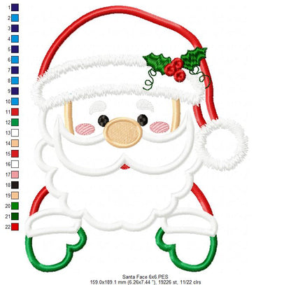 Santa Claus Face and Hiding His Eyes - Applique - Set of 2 designs
