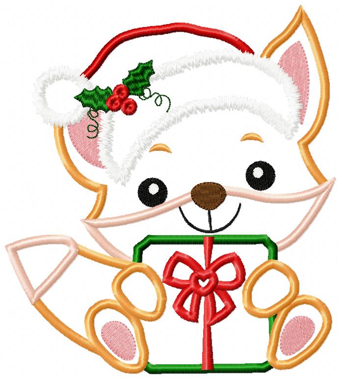 Christmas Animals Holding a Gift - Applique - Set of 20 designs