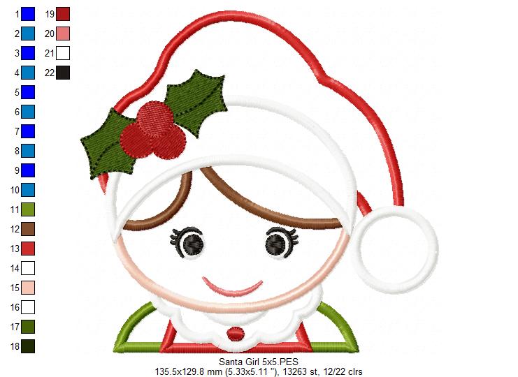 Cute Santa Girl - Applique