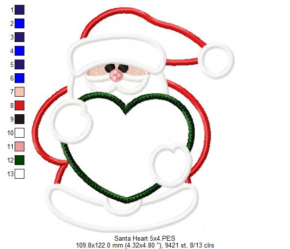 Santa Claus Holding a Heart - Applique