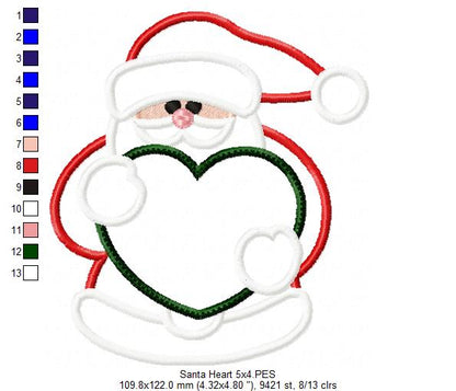 Santa Claus Holding a Heart - Applique