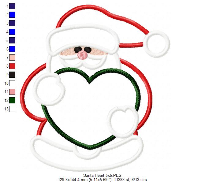 Santa Claus Holding a Heart - Applique
