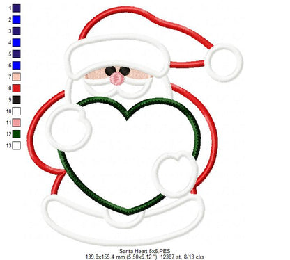 Santa Claus Holding a Heart - Applique