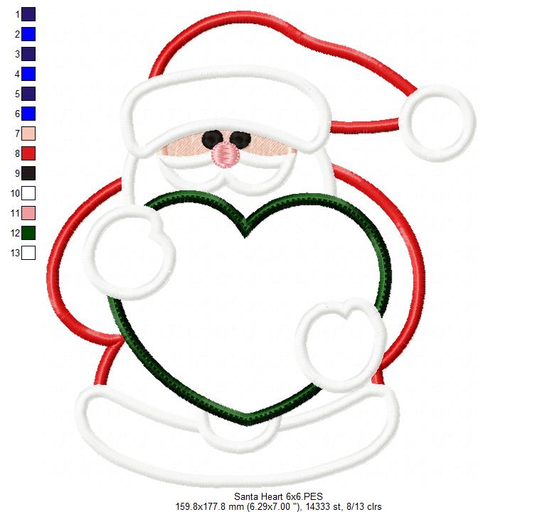 Santa Claus Holding a Heart - Applique