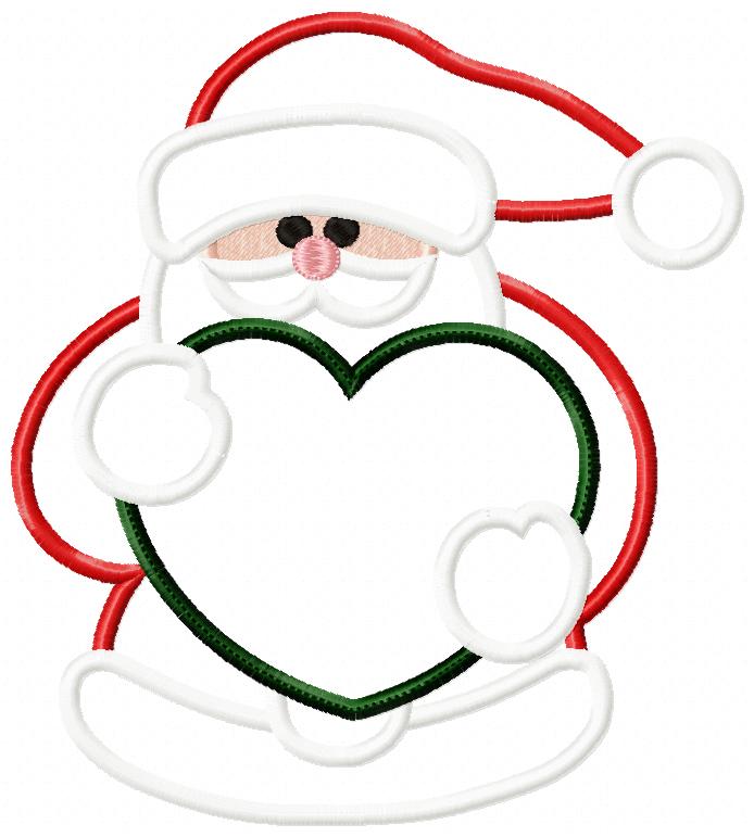 Santa Claus Holding a Heart - Applique