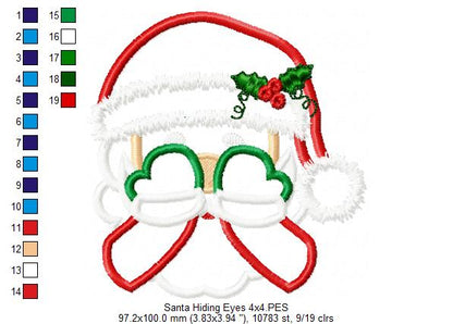 Santa Claus Face and Hiding His Eyes - Applique - Set of 2 designs