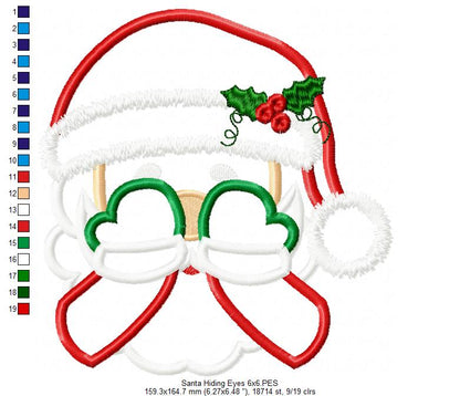 Santa Claus Face and Hiding His Eyes - Applique - Set of 2 designs