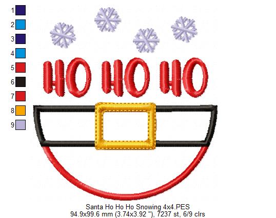 Santa Ho Ho Ho Snowflakes - Applique – Machine Embroidery Design