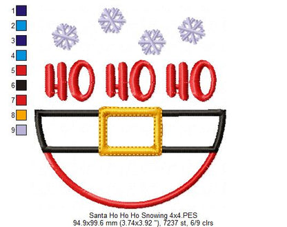 Santa Ho Ho Ho Snowflakes - Applique – Machine Embroidery Design