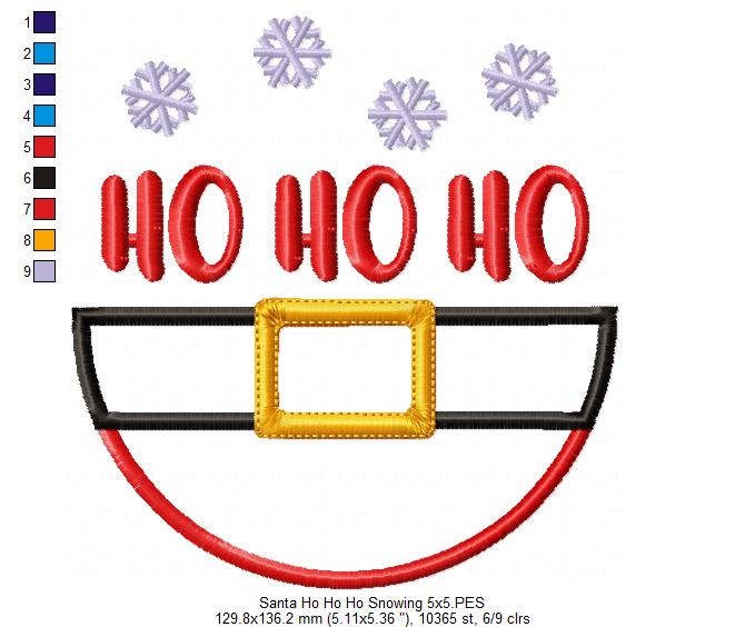 Santa Claus Ho Ho Ho Snowing - Applique