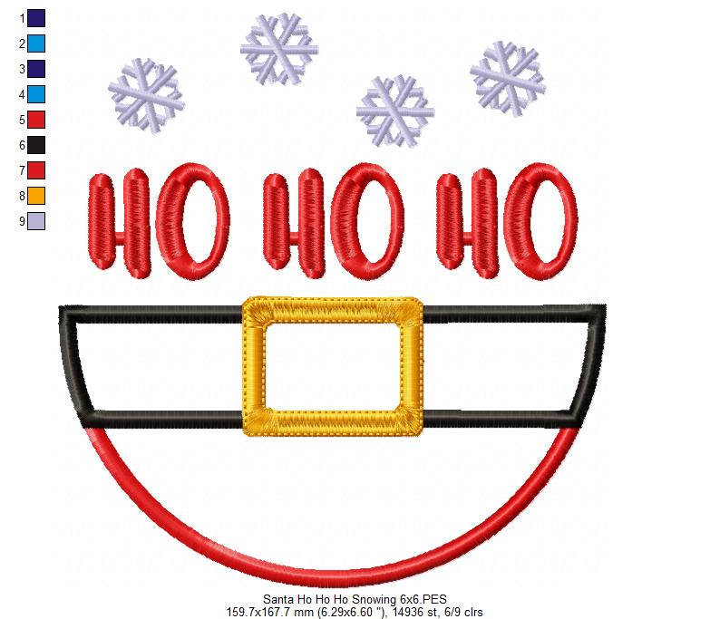 Santa Claus Ho Ho Ho Snowing - Applique