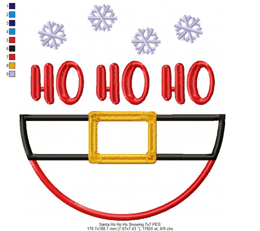 Santa Ho Ho Ho Snowflakes - Applique – Machine Embroidery Design