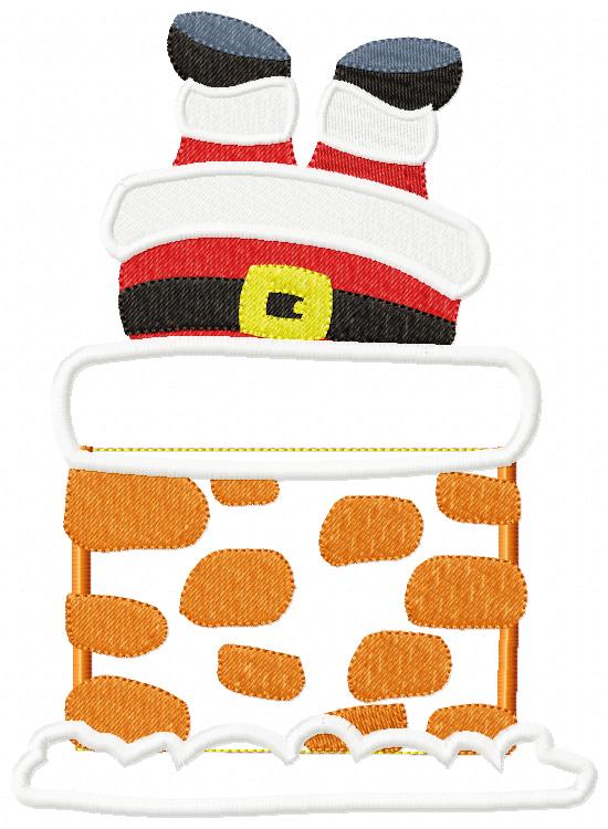 Santa Claus Stuck in Chimney - Applique - Set of 2 designs