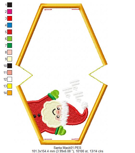 HO HO HO Face Mask - ITH Project - Machine Embroidery Design