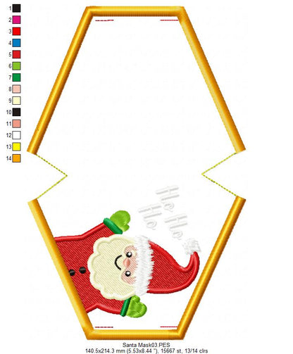 HO HO HO Face Mask - ITH Project - Machine Embroidery Design