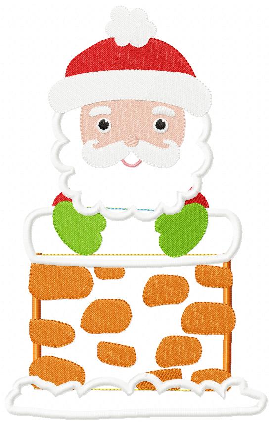 Santa Claus Stuck in Chimney - Applique - Set of 2 designs