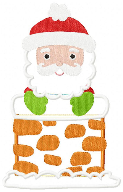 Santa Claus Stuck in Chimney - Applique - Set of 2 designs