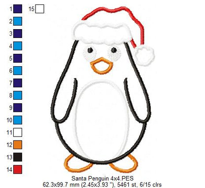 Christmas Santa Penguin - Applique