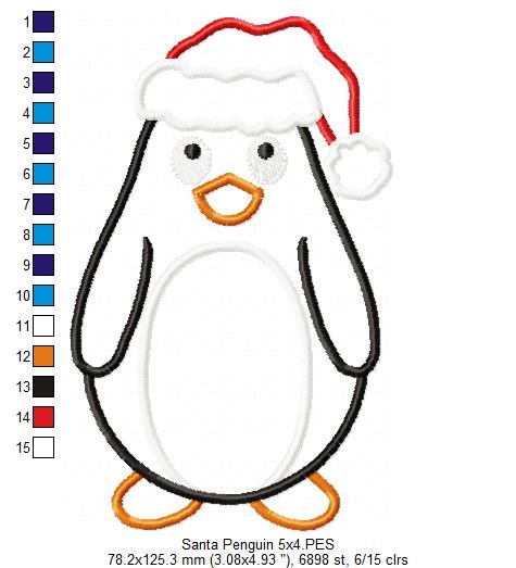 Christmas Santa Penguin - Applique