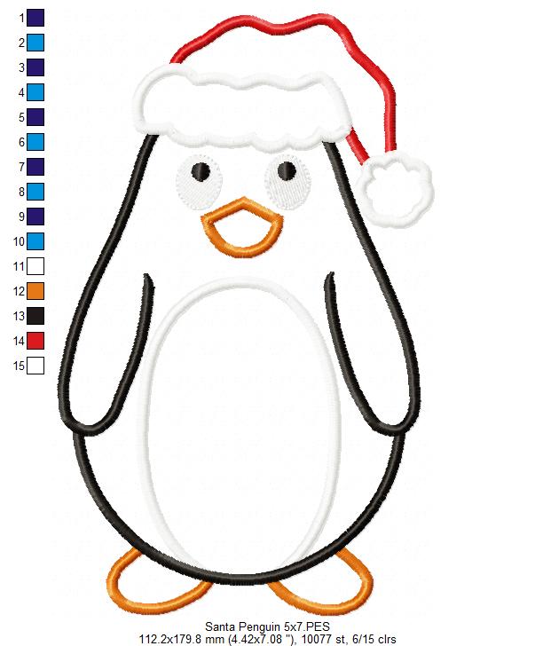 Christmas Santa Penguin - Applique