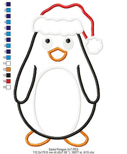 Christmas Santa Penguin - Applique