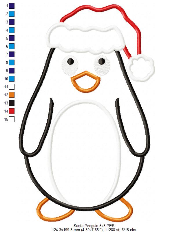 Christmas Santa Penguin - Applique