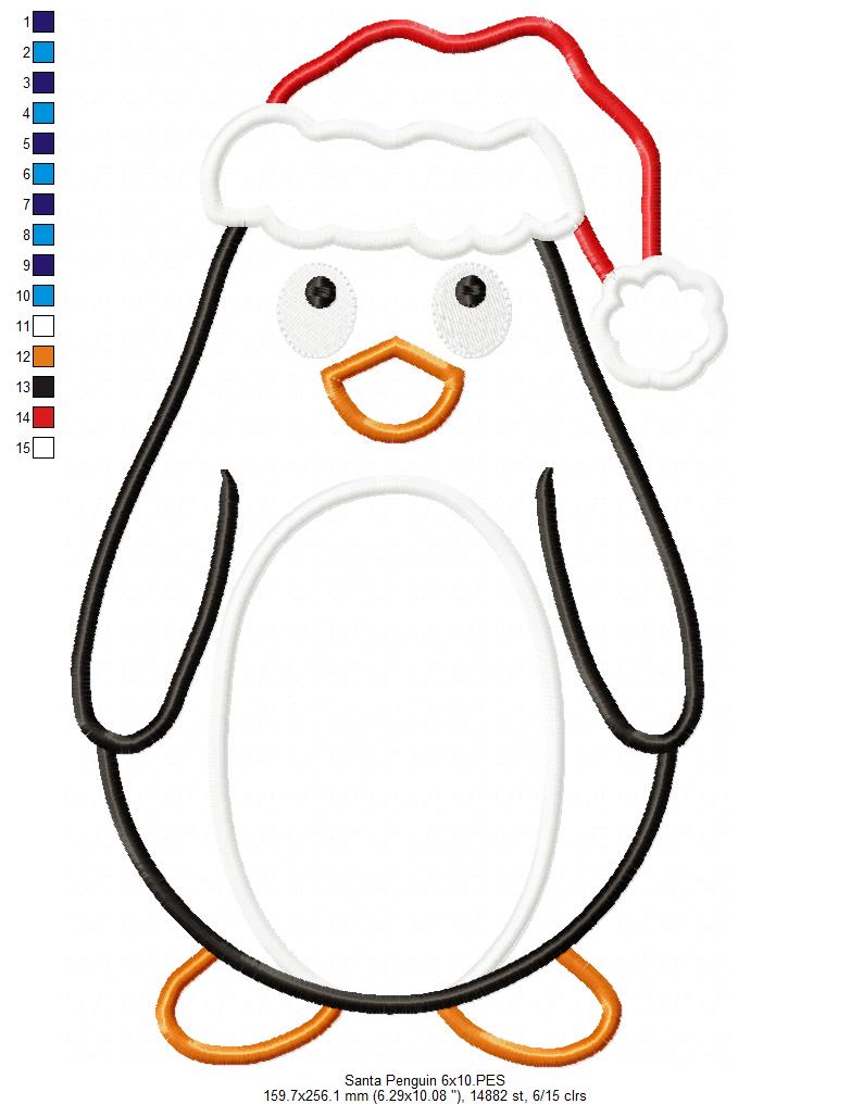 Christmas Santa Penguin - Applique