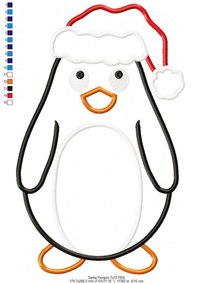 Christmas Santa Penguin - Applique