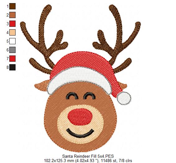 Christmas Rudolph Reindeer - Fill Stitch