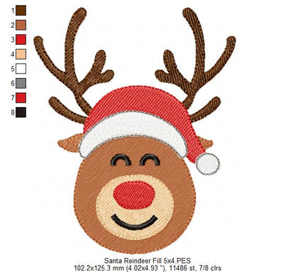 Christmas Rudolph Reindeer - Fill Stitch