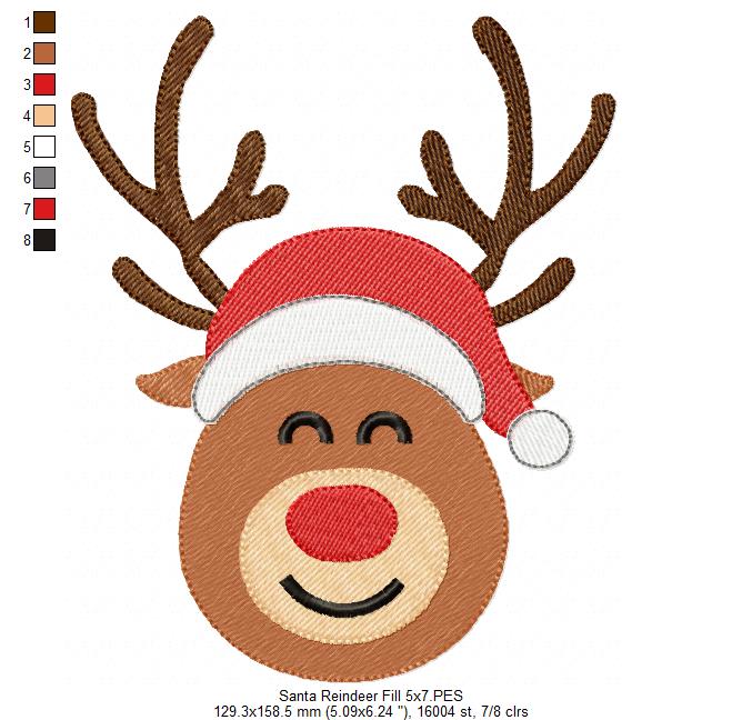 Christmas Rudolph Reindeer - Fill Stitch