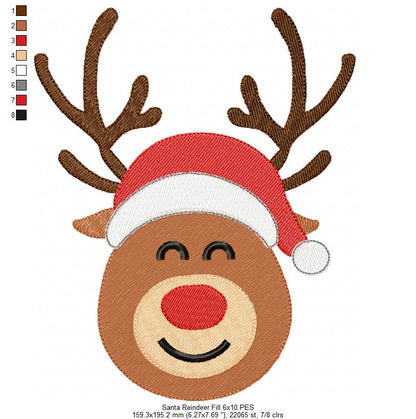 Christmas Rudolph Reindeer - Fill Stitch