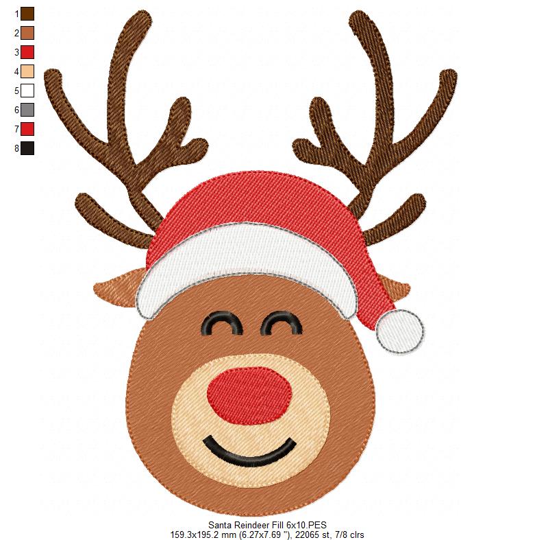 Christmas Rudolph Reindeer - Fill Stitch