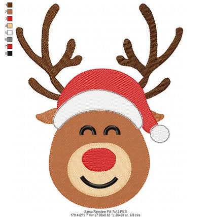 Christmas Rudolph Reindeer - Fill Stitch