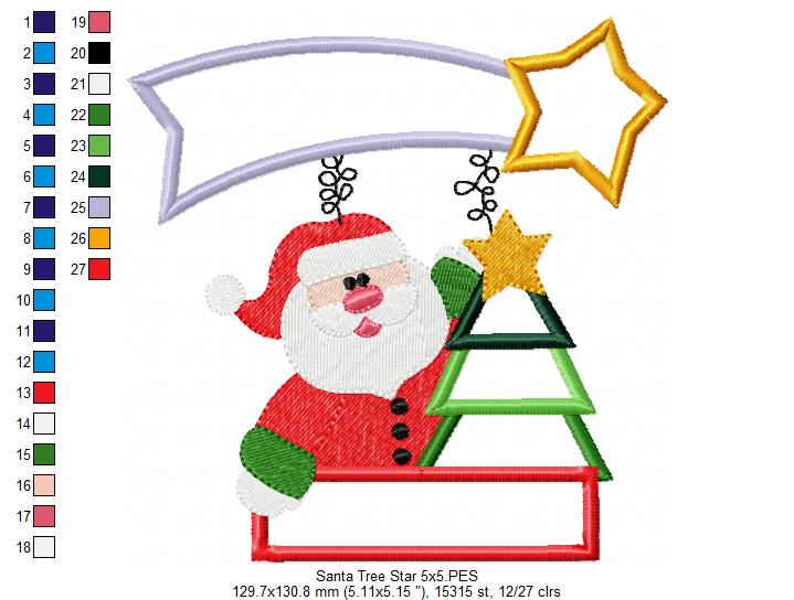 Santa Claus and Falling Star - Fill Stitch & Applique