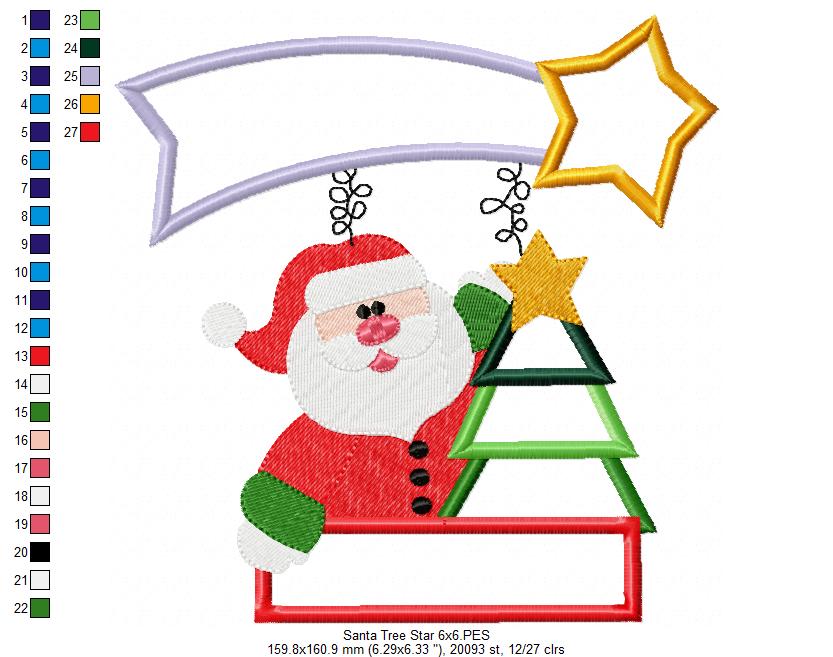 Santa Claus and Falling Star - Fill Stitch & Applique