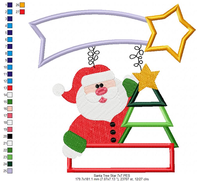 Santa Claus and Falling Star - Fill Stitch & Applique