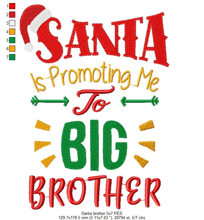 Santa is Promoting me to Big Sister and Brother - Set of 2 designs - Fill Stitch