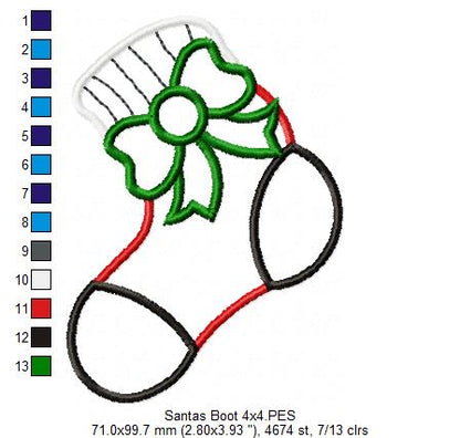 Christmas Santa's Boot - Applique