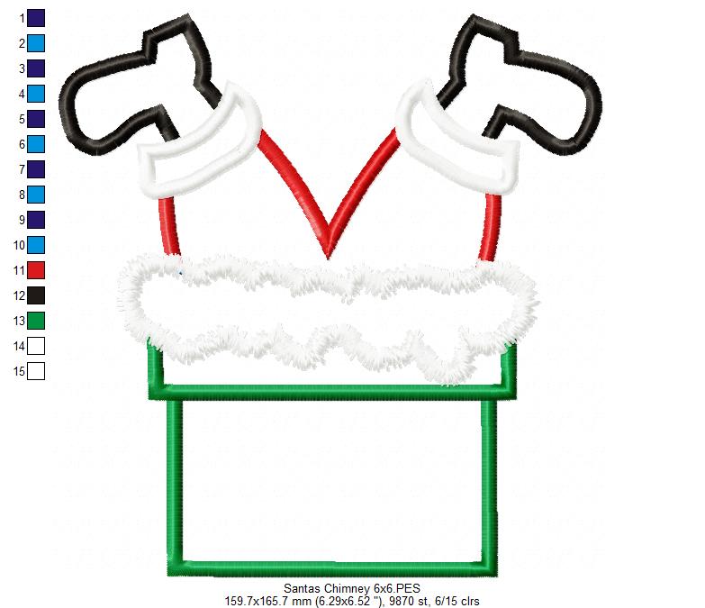 Santa Claus Stuck in the Chimney - Applique Embroidery