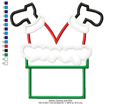Santa Claus Stuck in the Chimney - Applique Embroidery