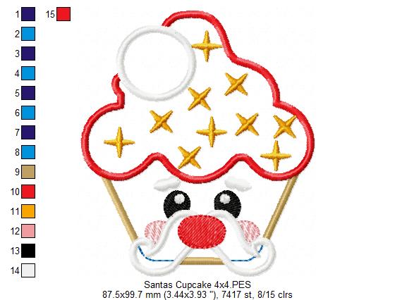 Christmas Santa's Cupcake - Applique