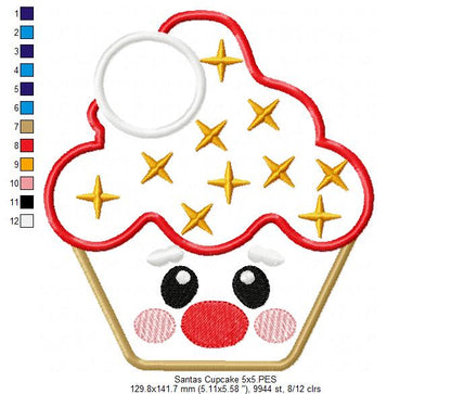 Christmas Santa's Cupcake - Applique