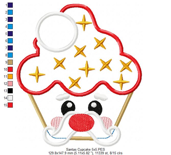 Christmas Santa's Cupcake - Applique