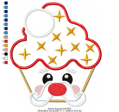 Christmas Santa's Cupcake - Applique